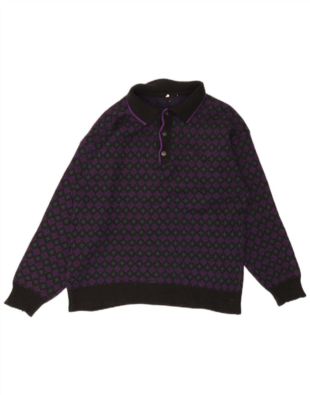 Vintage Herren Rollkragenpullover Pullover Medium Mehrfarbig Geometrisch
