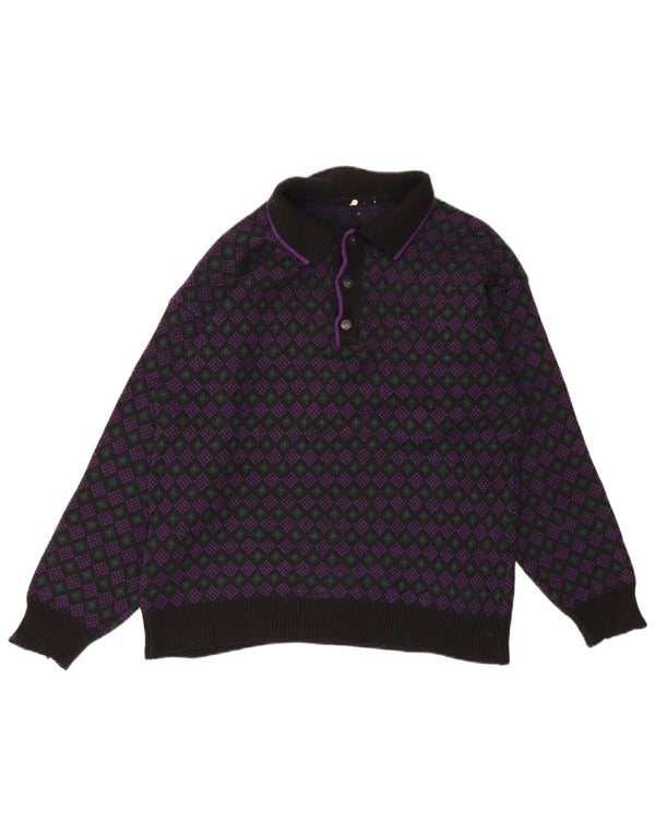 Vintage Herren Rollkragenpullover Pullover Medium Mehrfarbig Geometrisch