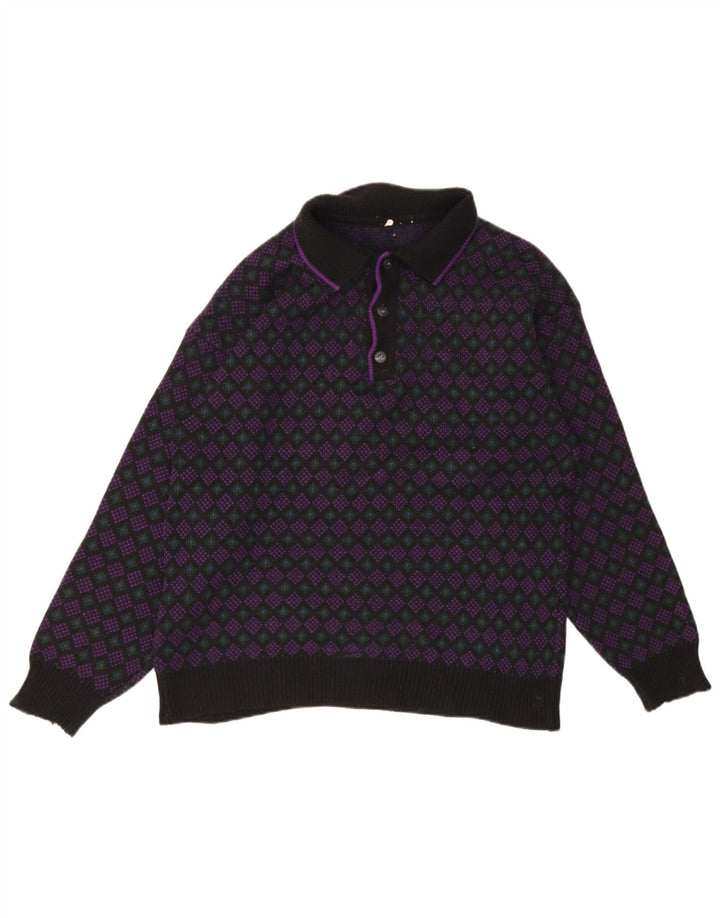 Vintage Herren Rollkragenpullover Pullover Medium Mehrfarbig Geometrisch