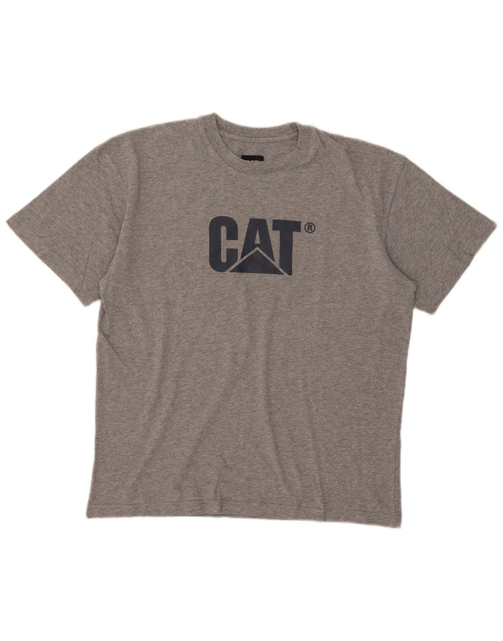 CAT Herren-T-Shirt mit Grafik, XL, graue Baumwolle
