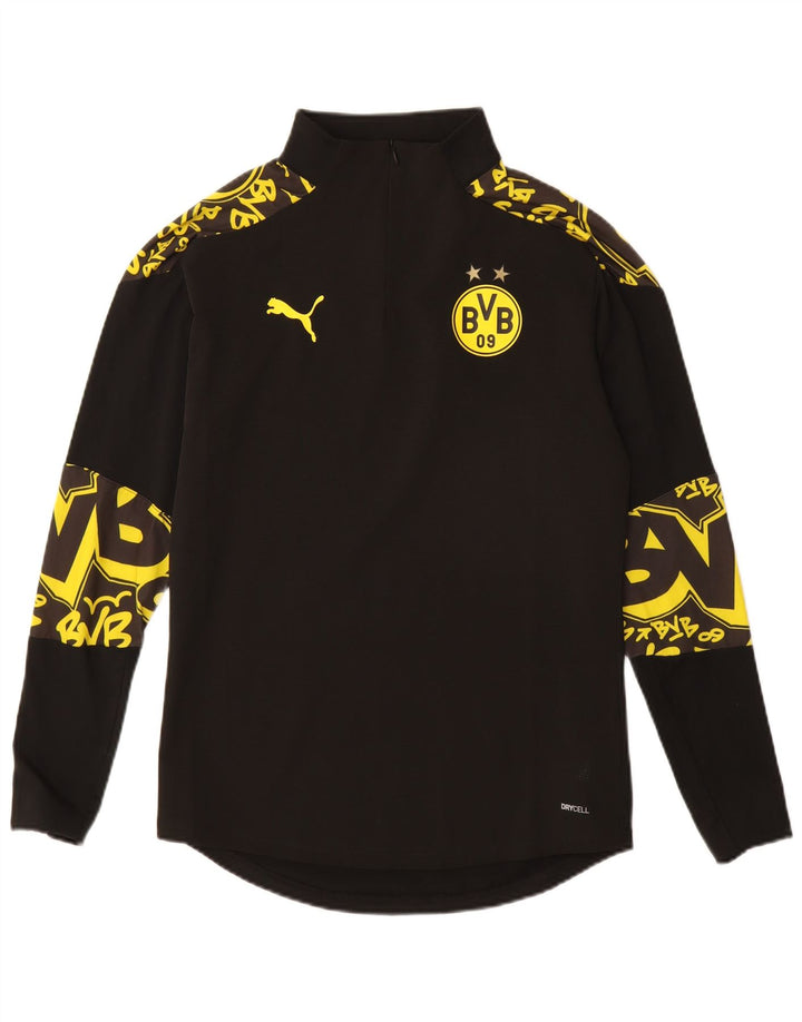 Puma Herren BVB Dortmund Pullover-Trainingsanzugoberteil mit Grafik und Reißverschluss am Hals, Größe S, Schwarz