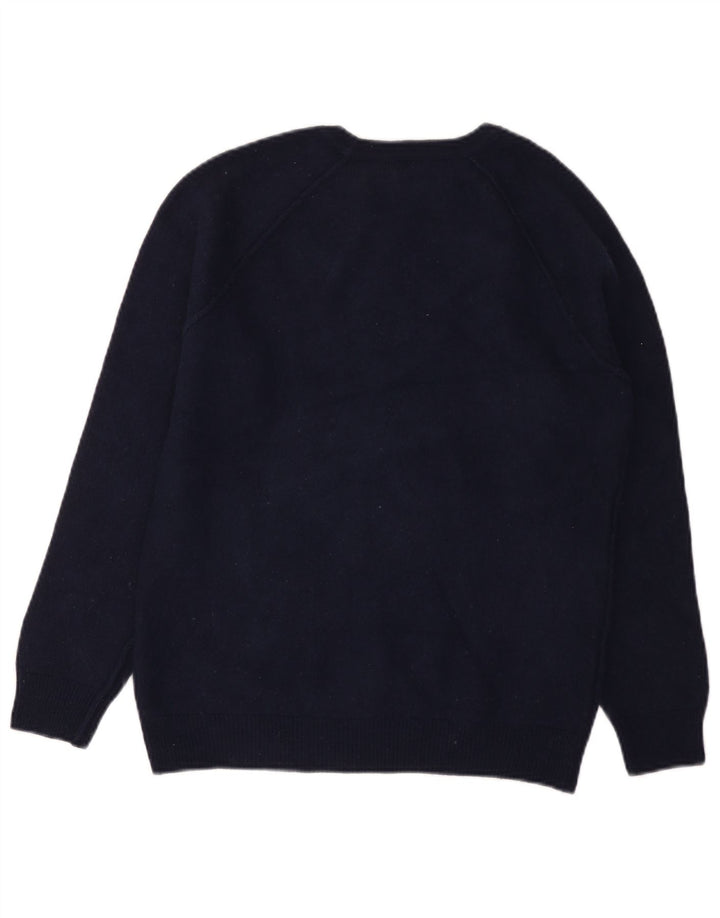 Benetton Damen-Pullover mit Rundhalsausschnitt, UK 14, mittelmarineblaue Wolle