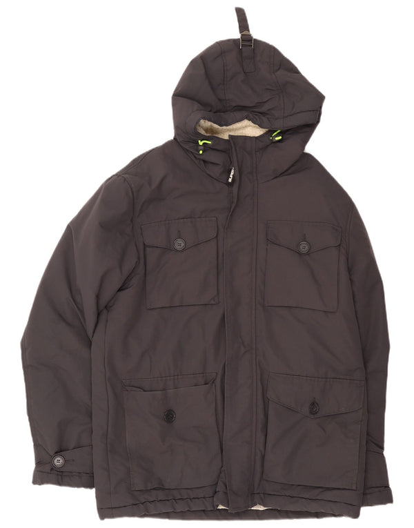 Superdry Herren-Sherpa-Windjacke mit Kapuze, UK 44 2XL, graues Nylon