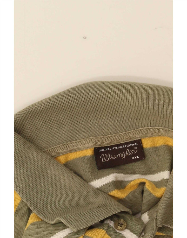 Wrangler Herren Poloshirt 2XL Khaki gestreift