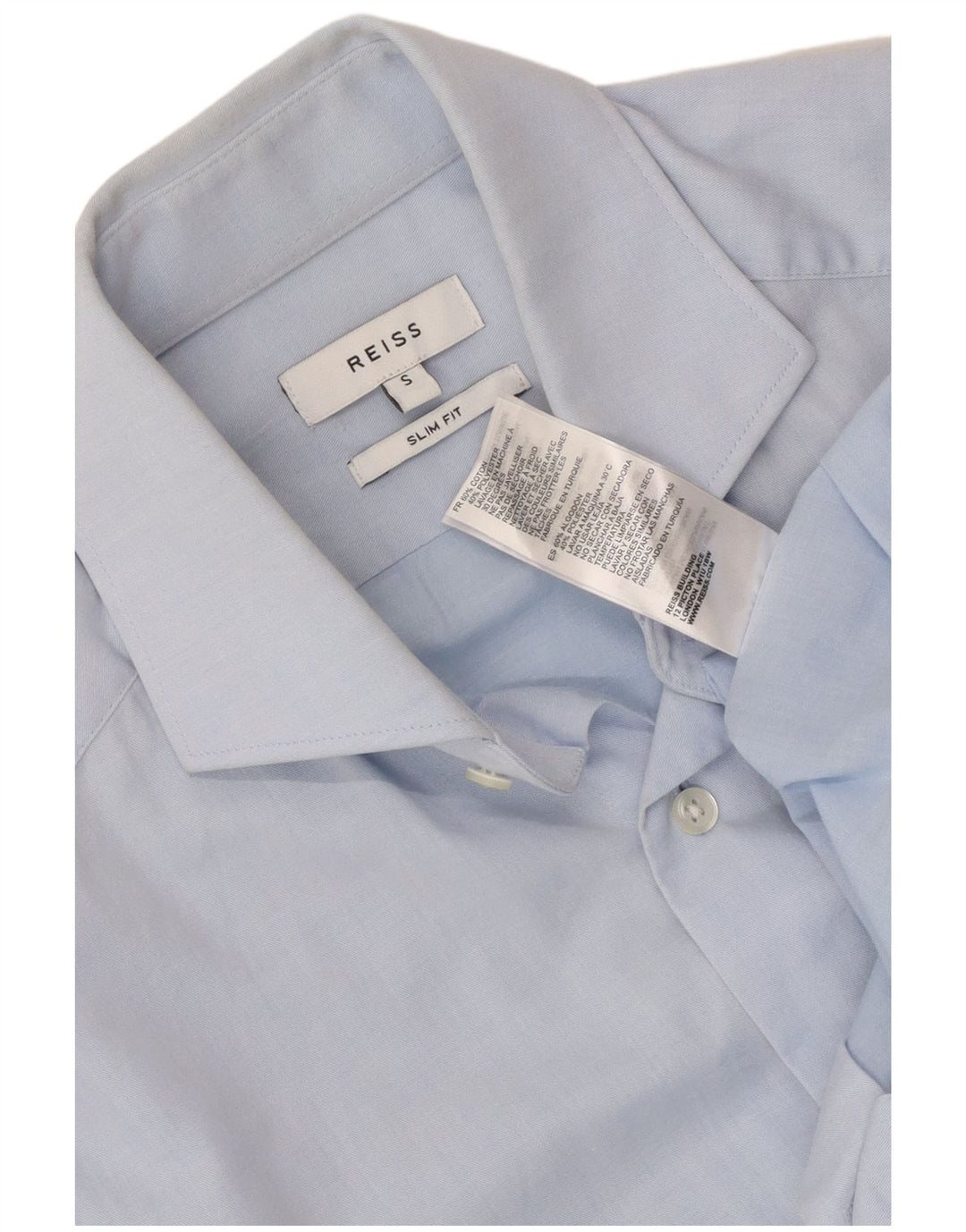Reiss Herren-Slim-Fit-Hemd, klein, aus blauer Baumwolle