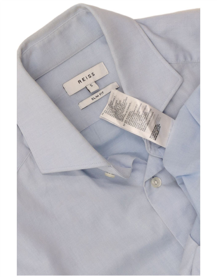 Reiss Herren-Slim-Fit-Hemd, klein, aus blauer Baumwolle