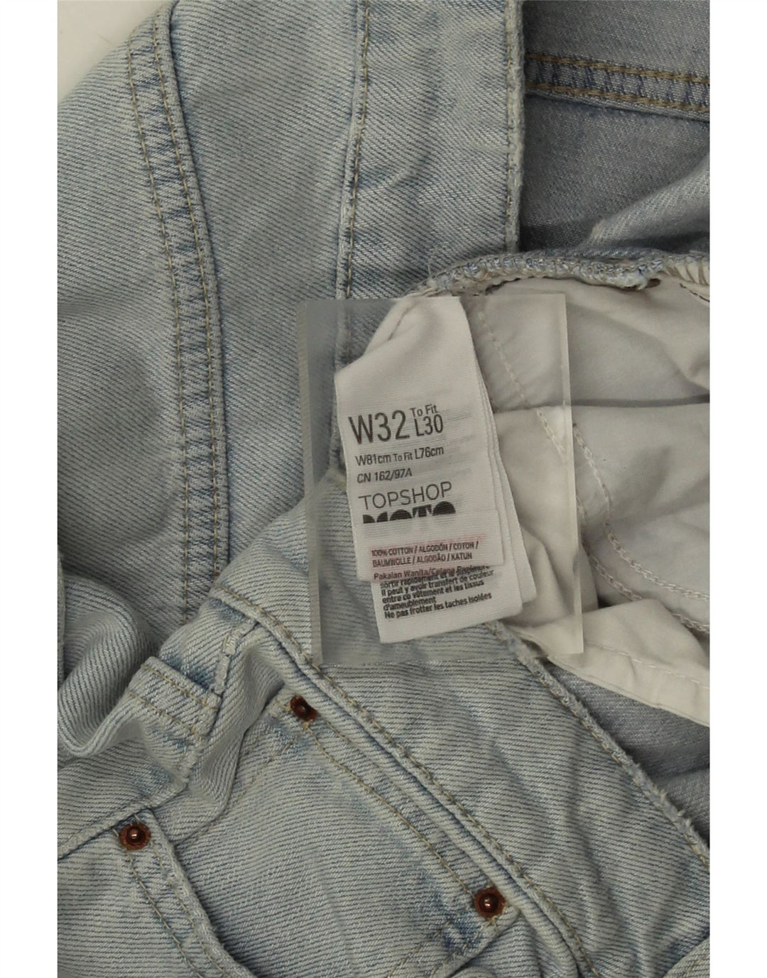 Topshop Damen Tapered Jeans W32 L26 Blaue Baumwolle