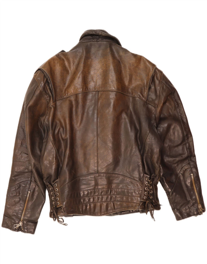 Vintage Herren Leder Bikerjacke UK 38 Mittelbraunes Leder