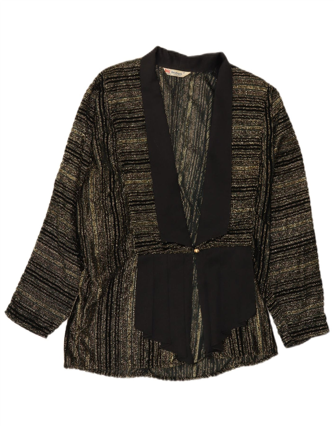 Vintage Damen 1 Knopf Blazer Jacke UK 16 Groß Schwarz gestreift