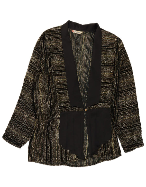 Vintage Damen 1 Knopf Blazer Jacke UK 16 Groß Schwarz gestreift