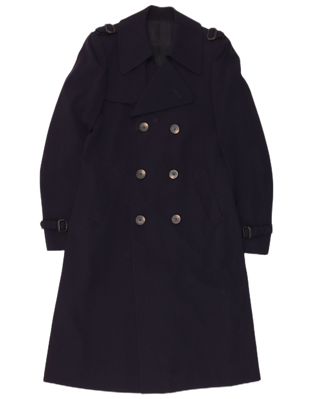 Chantal Damen Trenchcoat UK 12 Mittlere marineblaue Schurwolle