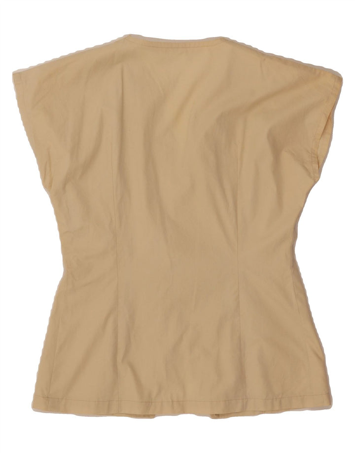 VINTAGE Womens Short Sleeve Cardigan Top UK 12 Medium Beige Vintage Vintage and Second-Hand Vintage from Messina Hembry 