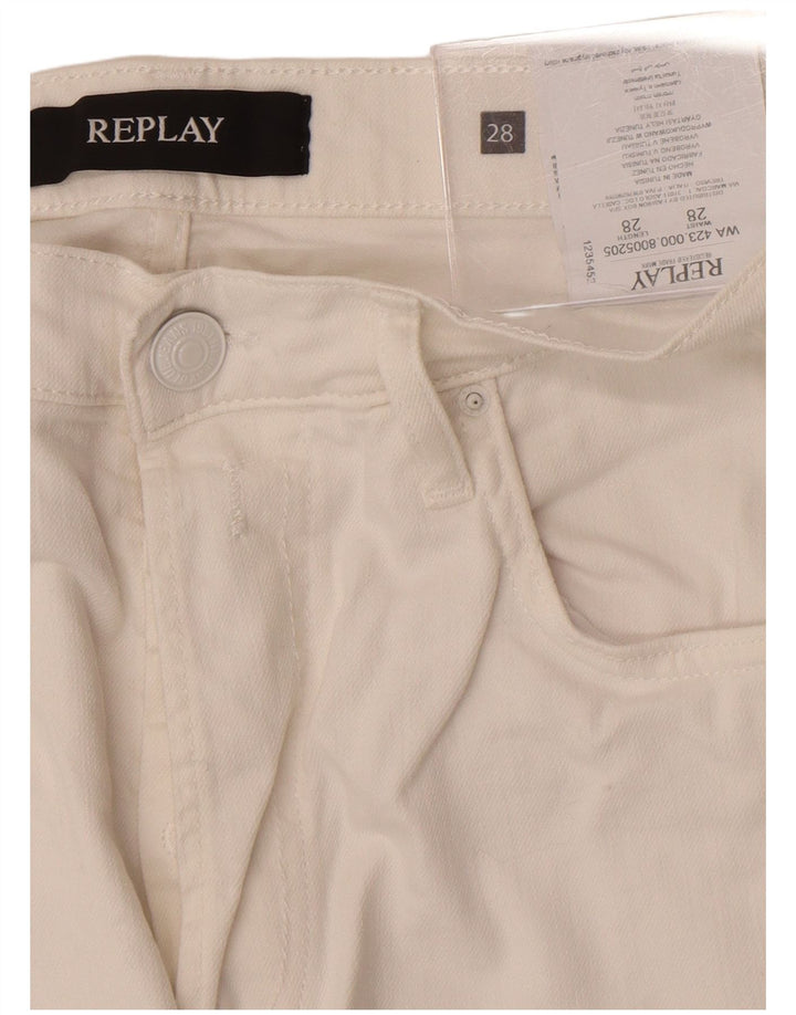 Replay Damen Straight Jeans W28 L29 Weiße Baumwolle