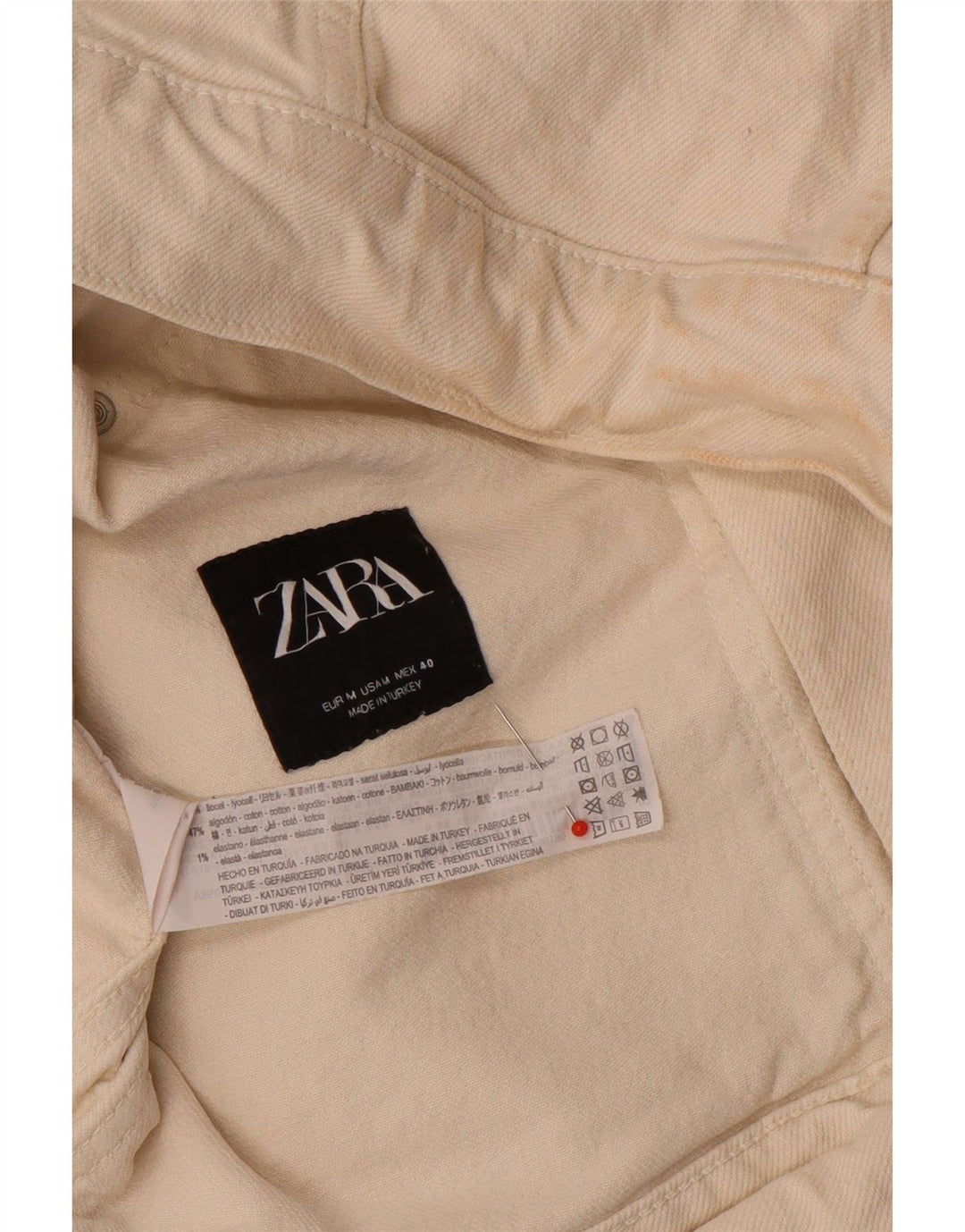 Zara Herren Jeansjacke UK 38 Medium Beige Lyocell