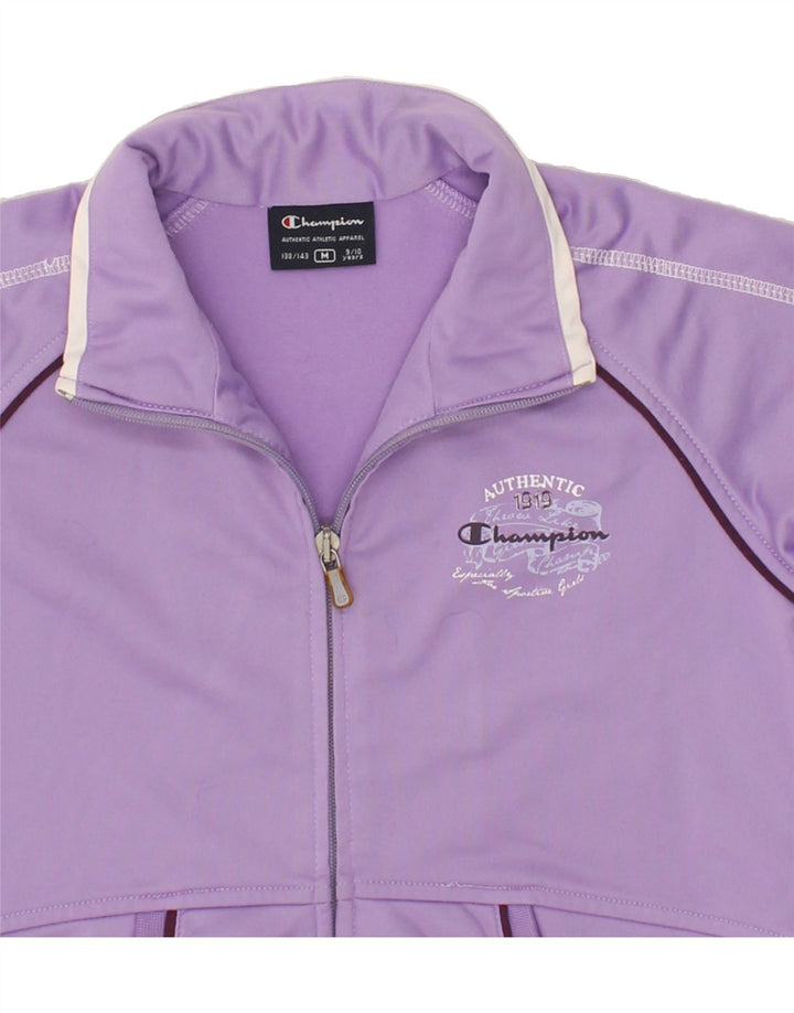 CHAMPION Girls Tracksuit Top Jacket 9-10 Years Medium Purple Polyester Vintage Champion and Second-Hand Champion from Messina Hembry 