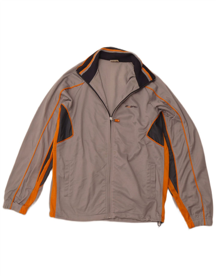 BRUGI Herren-Trainingsanzugoberteil, mittelgraues Farbblock-Polyester