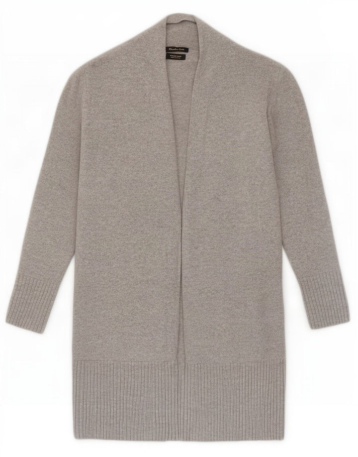 Massimo Dutti Damen Longline Open Cardigan Pullover UK 10 Small Graue Wolle
