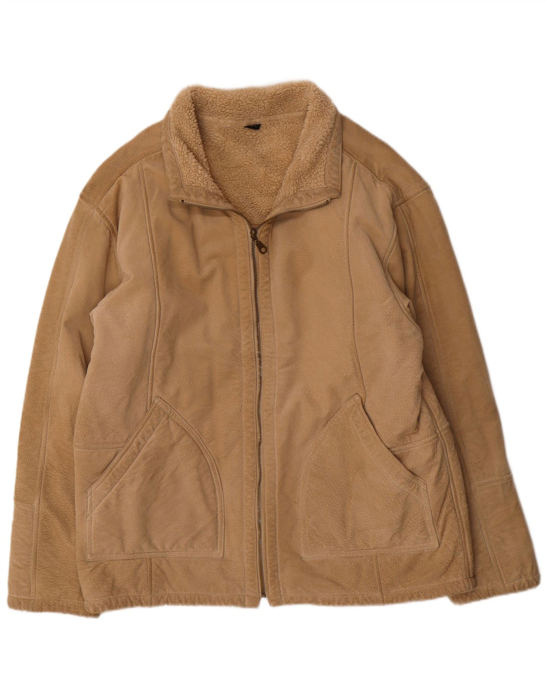 Vintage Herren Bomber Shearling Jacke UK 38 Medium Beige Shearling