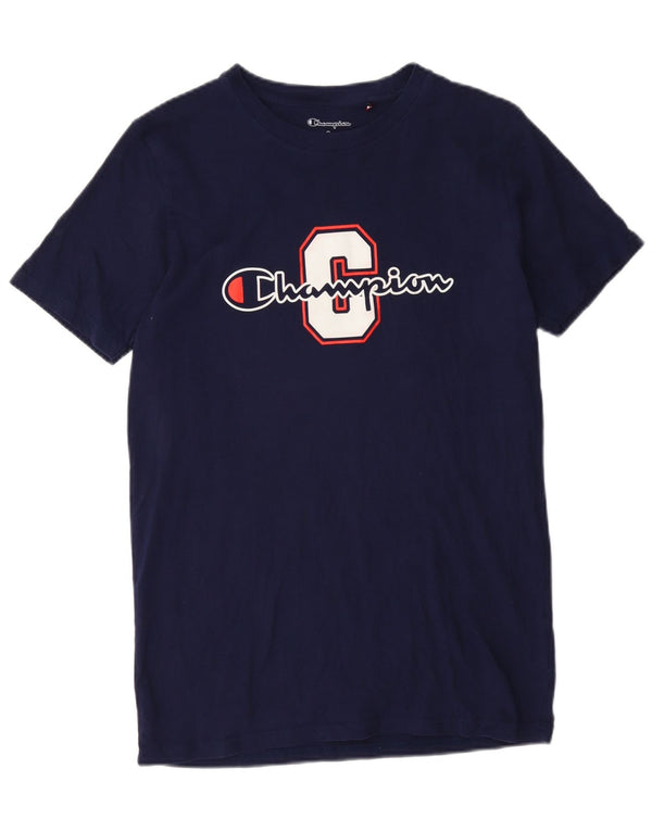 Champion Herren-T-Shirt mit Grafik, Größe S, Marineblau, Baumwolle