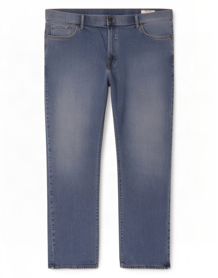 Marks & Spencer Herren Regular Straight Jeans W44 L31 Blaue Baumwolle