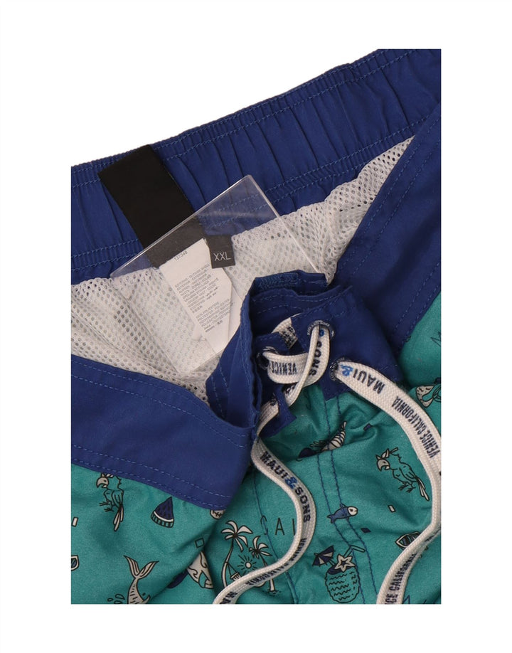 Maui and Sons Herren-Badeshorts mit abstraktem Muster und Grafik, 2XL, Grün