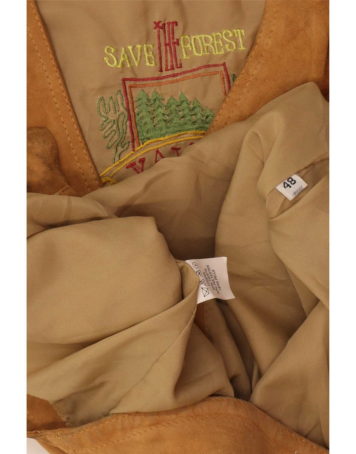 Save The Forest Herren-Wildlederweste IT 48 Mittelbeiges Leder