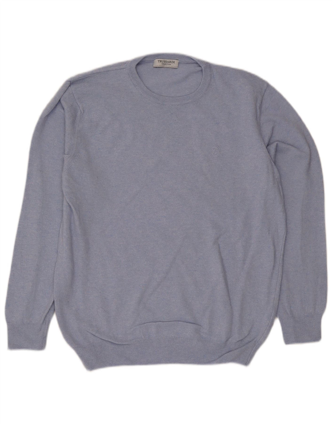 Trussardi Herren-Pullover mit Rundhalsausschnitt aus mittelblauer Wolle