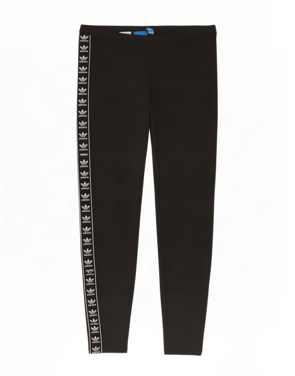 Adidas Damen Graphic Leggings UK 12 Medium Schwarz Polyester