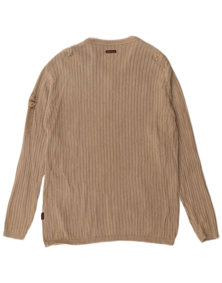 Marlboro Classics Herren-Pullover mit V-Ausschnitt, groß, beige, Baumwolle, klassisch