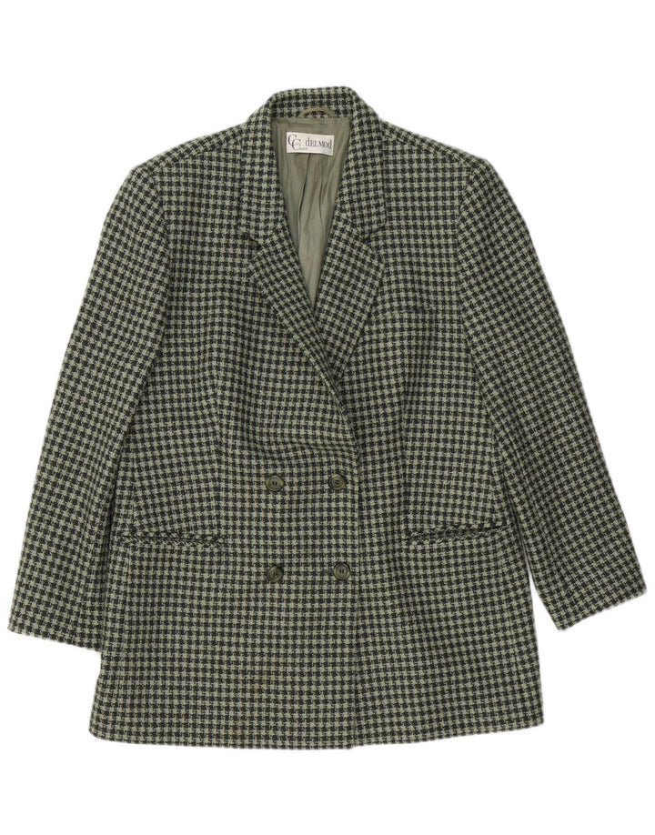 DELMOD Damen Longline Blazer Jacke IT 42 Mittelgrüner Hahnentritt