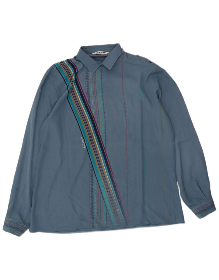 Vintage Damen Pullover Shirt IT 48 XL Blau gestreift Polyester