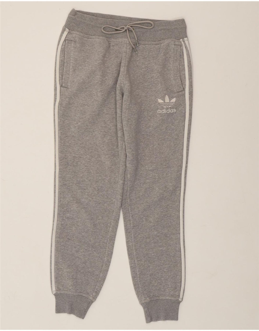 ADIDAS Damen Trainingshose Jogger UK 10 Small Grau Baumwolle