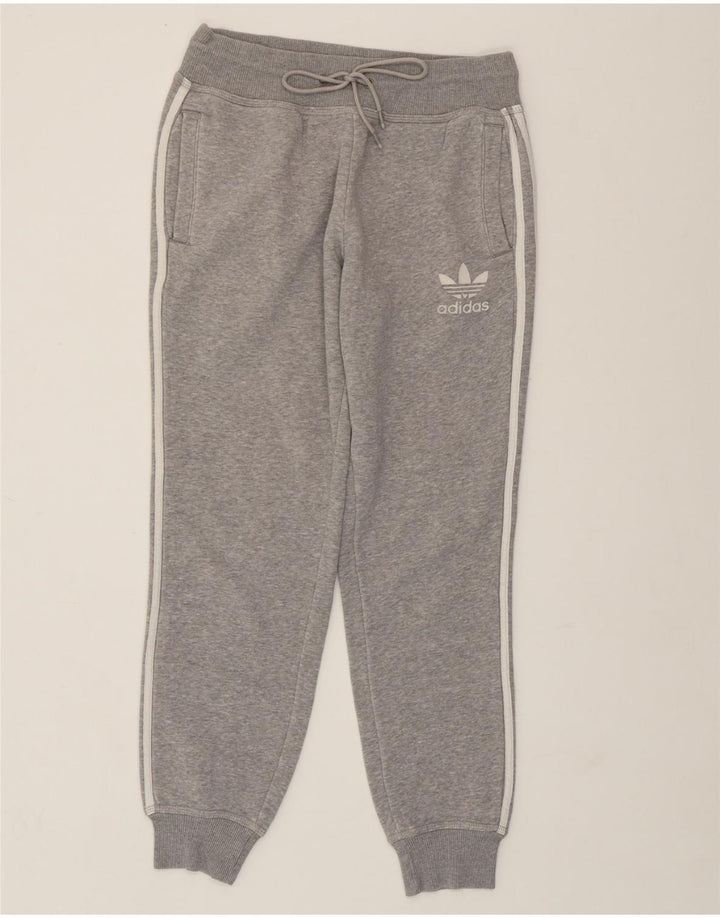 ADIDAS Damen Trainingshose Jogger UK 10 Small Grau Baumwolle