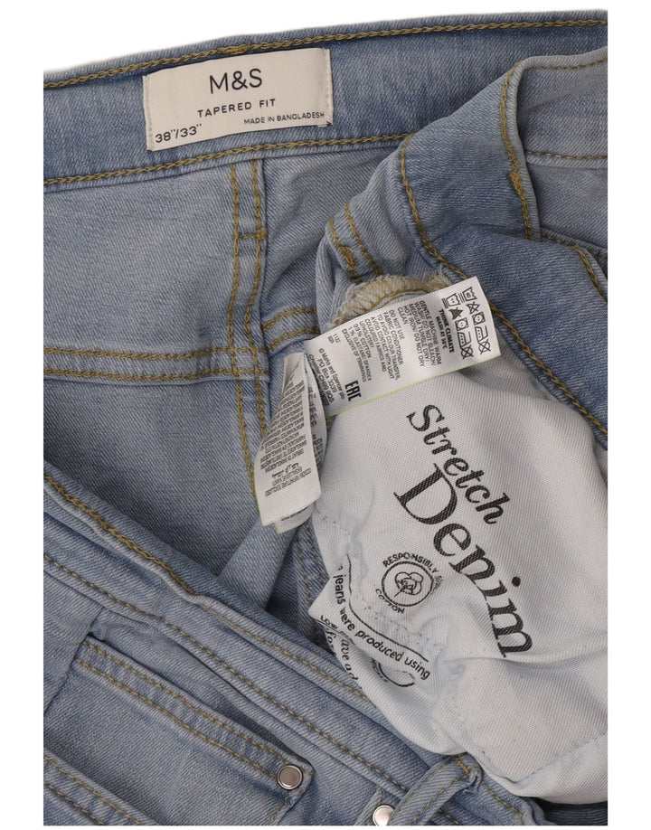 Marks & Spencer Herren Tapered Jeans W38 L30 Blaue Baumwolle