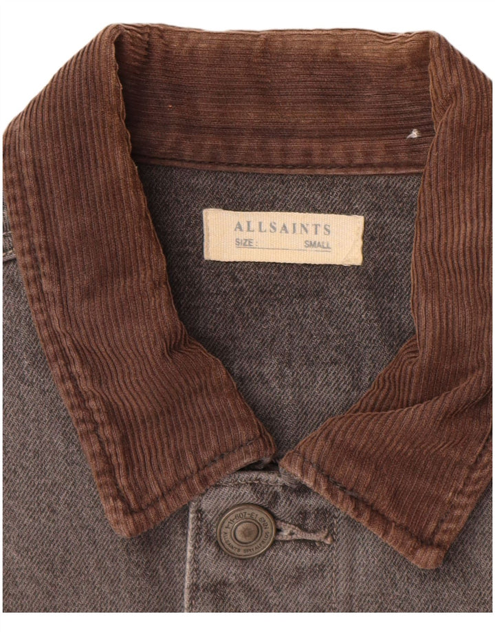 All Saints Herren Jeansjacke UK 36 Small Graue Baumwolle