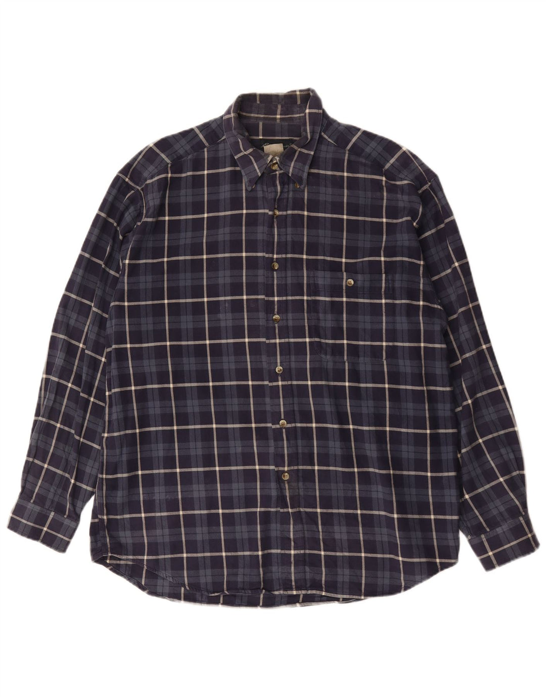 Eddie Bauer Herren-Flanellhemd, groß, marineblau, kariert, Baumwolle