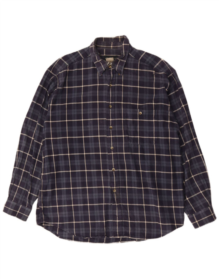 Eddie Bauer Herren-Flanellhemd, groß, marineblau, kariert, Baumwolle