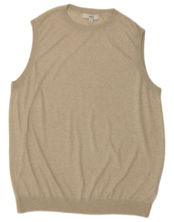 Marks & Spencer Womens Vest Tank Top UK 16 Large Gold Viscose