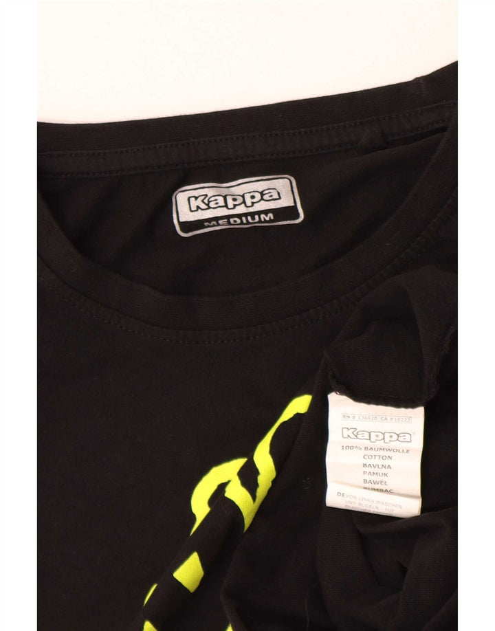 Kappa Herren Grafik-T-Shirt-Oberteil aus mittelschwarzer Baumwolle