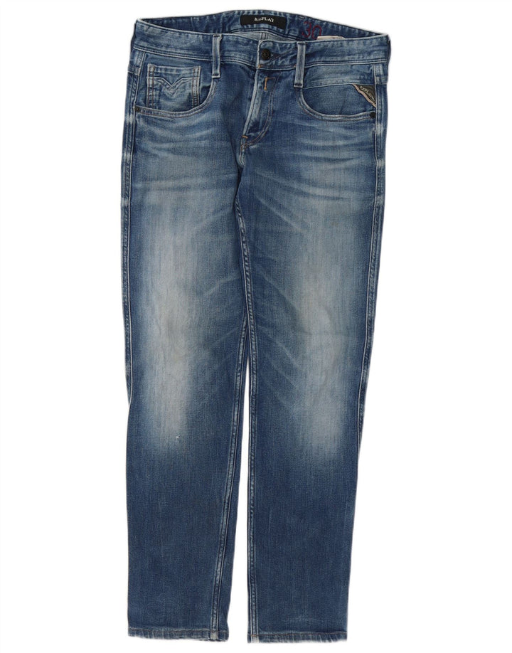 Replay Damen Slim Jeans W30 L29 Blaue Baumwolle