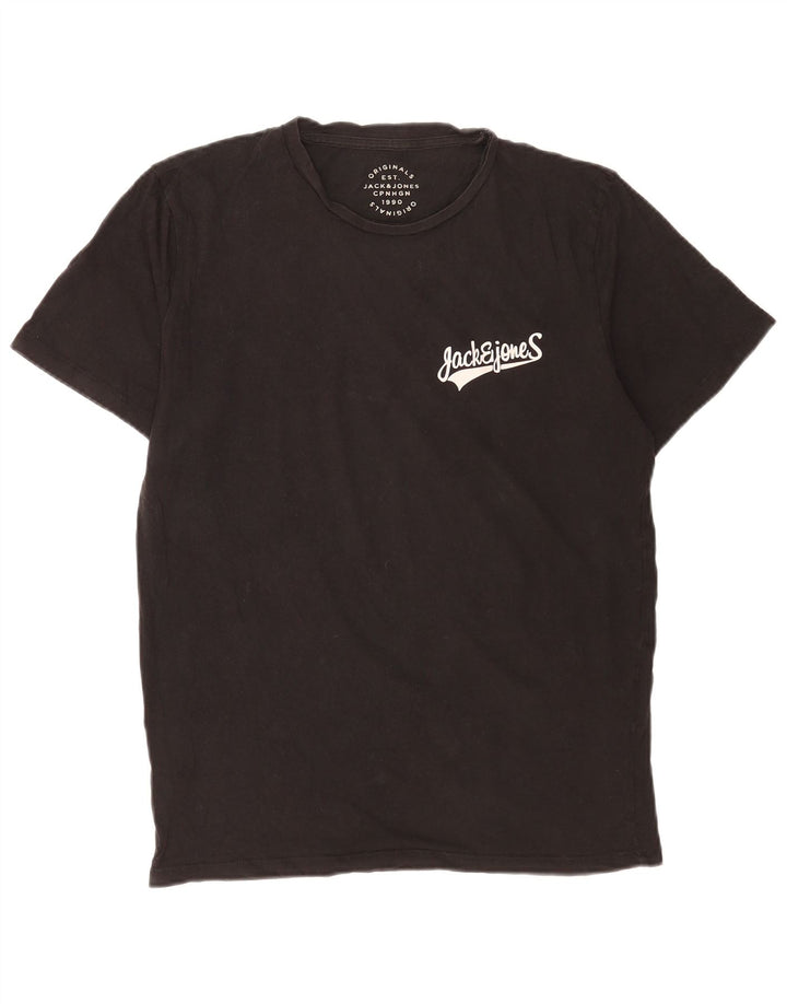 Jack & Jones Herren-T-Shirt mit Grafik, Größe S, schwarze Baumwolle