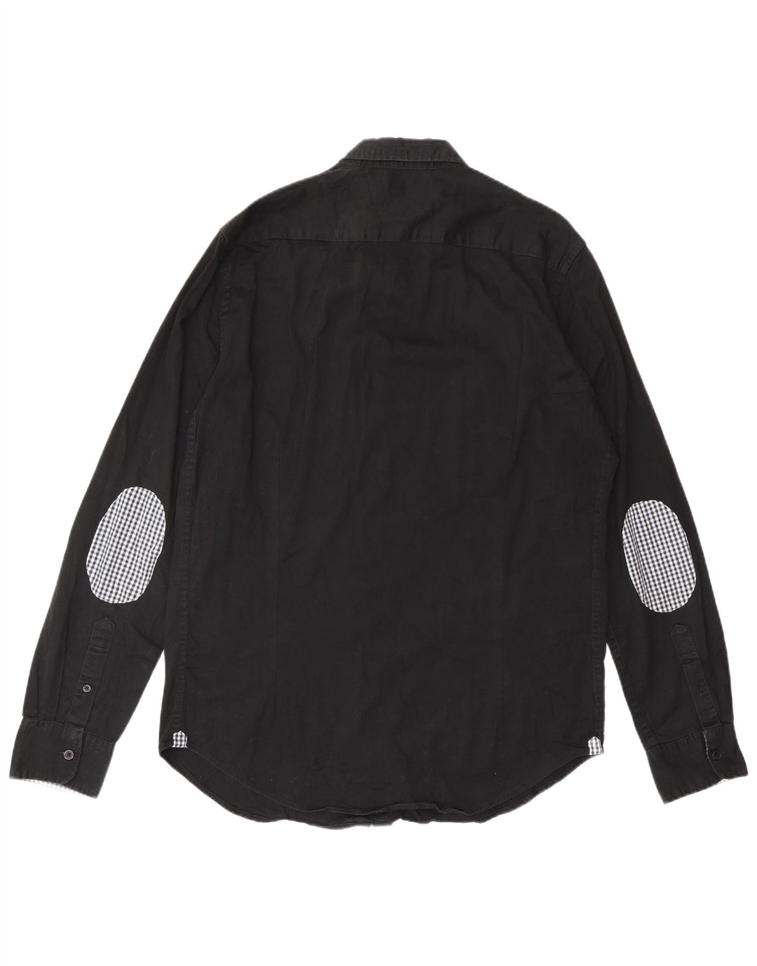 MASSIMO DUTTI Herrenhemd EU 40 Mittelschwarze Colourblock-Baumwolle