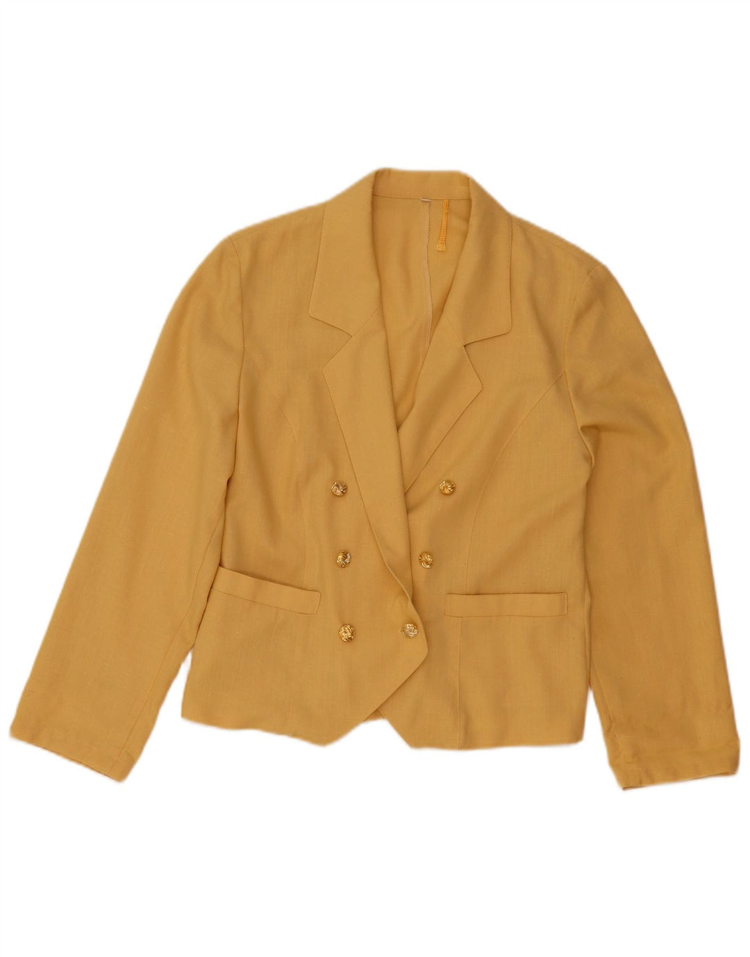 Vintage Damen Zweireihige Blazerjacke IT 40 Klein Gelb