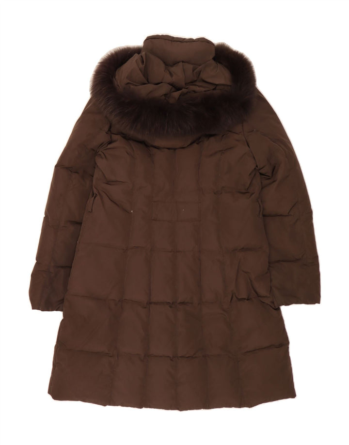 SERGIO TACCHINI Womens Hooded Padded Coat IT 50 XL Brown Polyester Vintage Sergio Tacchini and Second-Hand Sergio Tacchini from Messina Hembry 