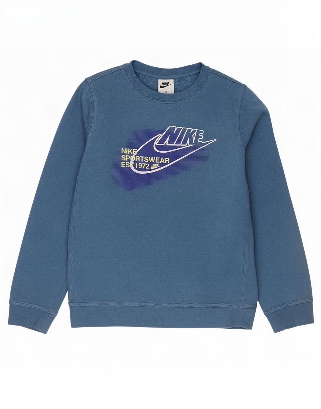 Nike Jungen-Sweatshirt mit Grafik, 10–11 Jahre, mittelblaue Baumwolle