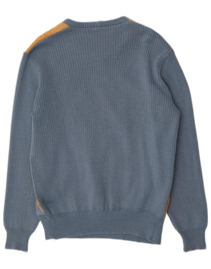 Vintage Herren-Pullover mit Rundhalsausschnitt, mittelblau, Argyle/Diamant-Acryl