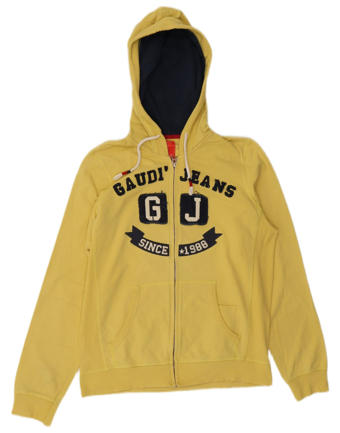 Gaudi Damen Graphic Zip Hoodie Pullover UK 12 Mittelgelb