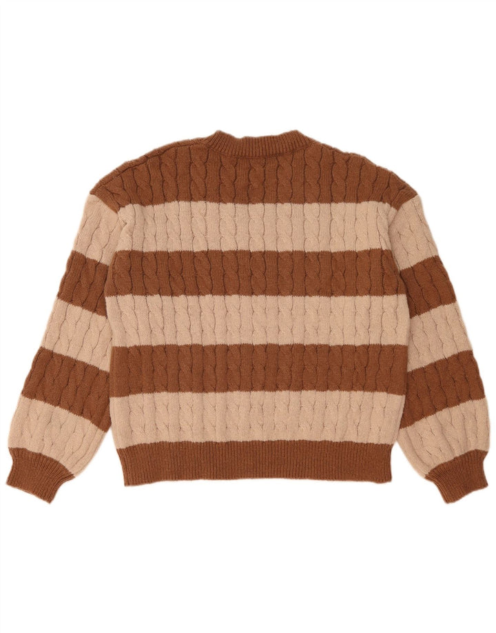 SHEIN Damen-Pullover mit V-Ausschnitt, UK 14, Mittelbraun, Farbblock