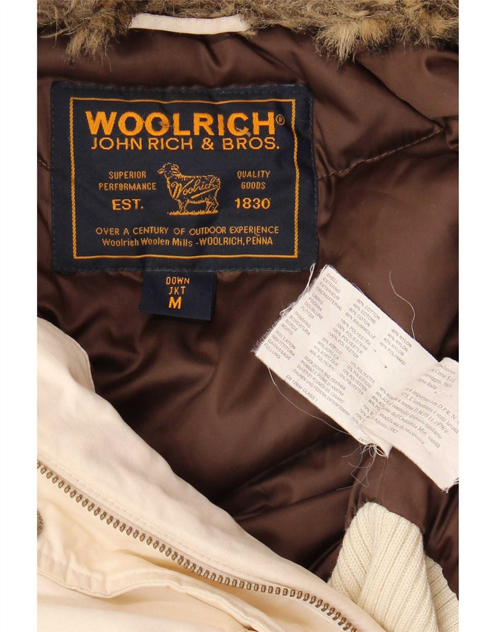 Woolrich Wattierte Damenjacke mit Kapuze, UK 14, mittelweiße Baumwolle