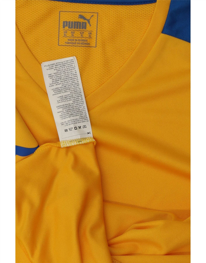 PUMA Herren T-Shirt Top XL Gelb Colourblock Polyester